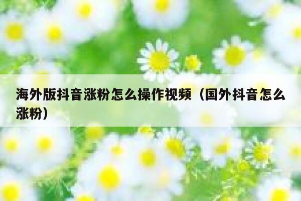 海外版抖音涨粉怎么操作视频（国外抖音怎么涨粉） 第1张