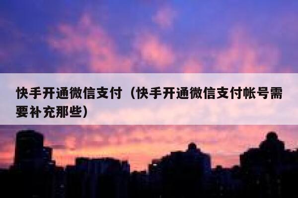 快手开通微信支付（快手开通微信支付帐号需要补充那些） 第1张
