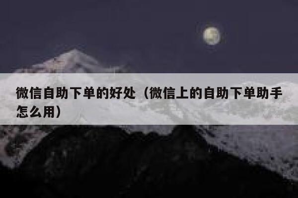 微信自助下单的好处（微信上的自助下单助手怎么用） 第1张
