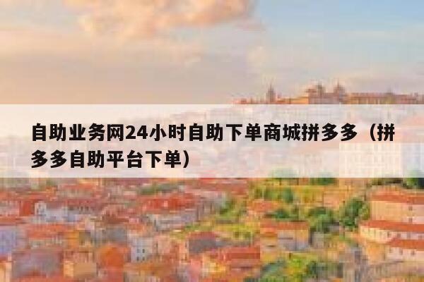 自助业务网24小时自助下单商城拼多多（拼多多自助平台下单） 第1张