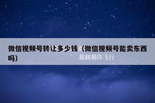 微信视频号转让多少钱（微信视频号能卖东西吗） 第1张