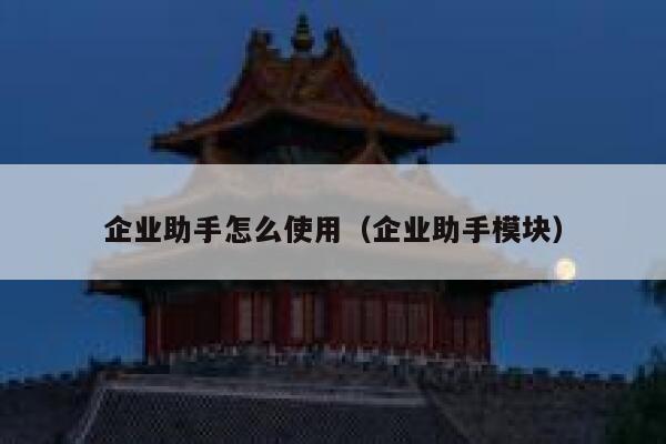 企业助手怎么使用（企业助手模块） 第1张