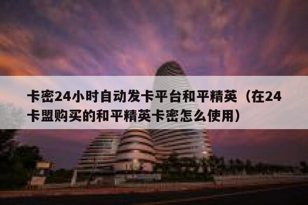 卡密24小时自动发卡平台和平精英（在24卡盟购买的和平精英卡密怎么使用） 第1张