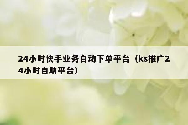 24小时快手业务自动下单平台（ks推广24小时自助平台） 第1张