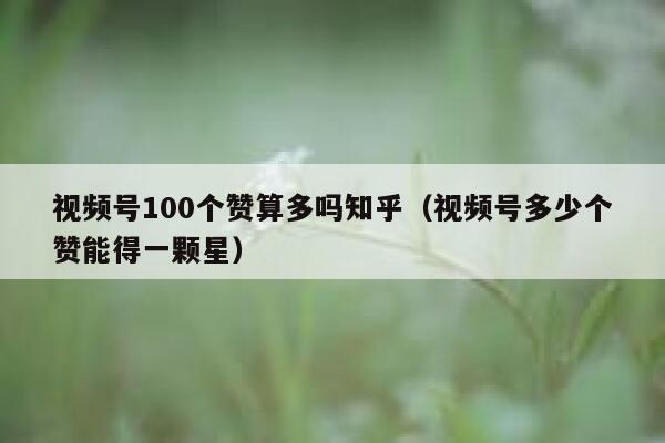 视频号100个赞算多吗知乎（视频号多少个赞能得一颗星） 第1张