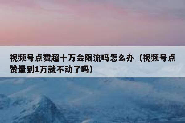 视频号点赞超十万会限流吗怎么办（视频号点赞量到1万就不动了吗） 第1张