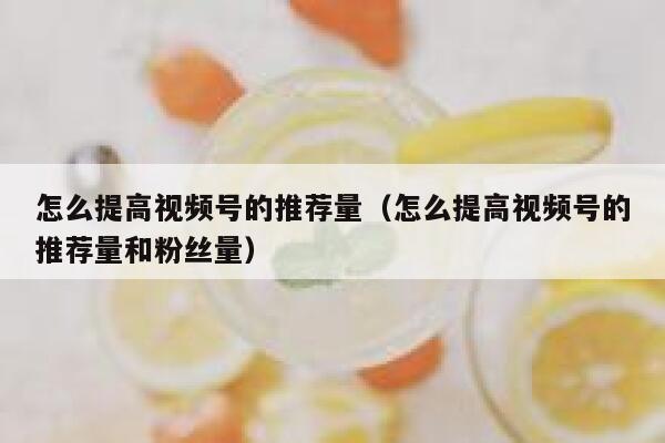 怎么提高视频号的推荐量（怎么提高视频号的推荐量和粉丝量） 第1张