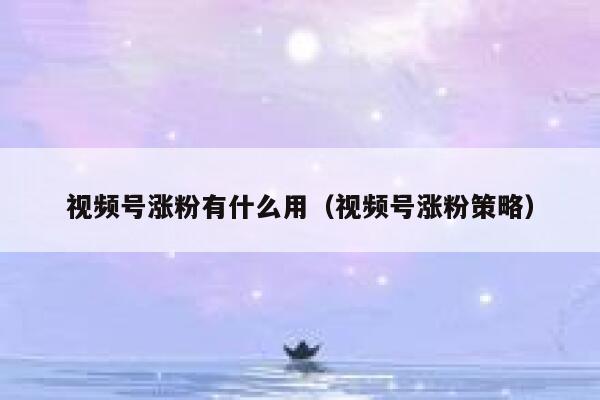 视频号涨粉有什么用（视频号涨粉策略） 第1张