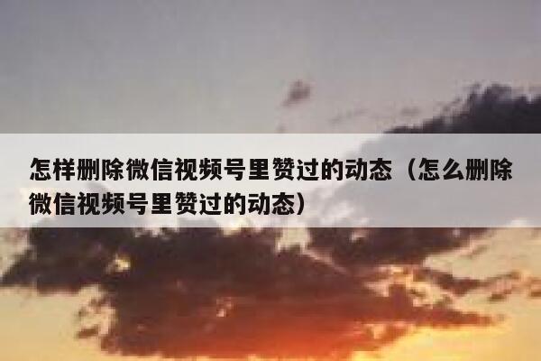 怎样删除微信视频号里赞过的动态（怎么删除微信视频号里赞过的动态） 第1张