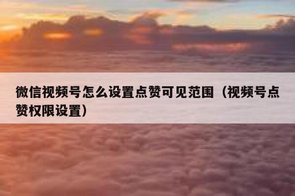 微信视频号怎么设置点赞可见范围（视频号点赞权限设置） 第1张