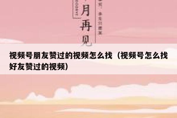 视频号朋友赞过的视频怎么找(视频号怎么找好友赞过的视频) 第1张 视频号朋友赞过的视频怎么找(视频号怎么找好友赞过的视频) 第1张