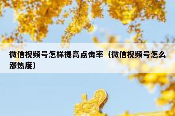 微信视频号怎样提高点击率（微信视频号怎么涨热度） 第1张
