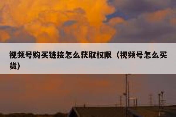 视频号购买链接怎么获取权限（视频号怎么买货） 第1张