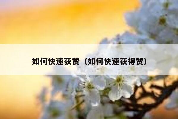 如何快速获赞（如何快速获得赞） 第1张