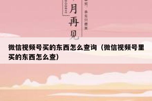 微信视频号买的东西怎么查询（微信视频号里买的东西怎么查） 第1张