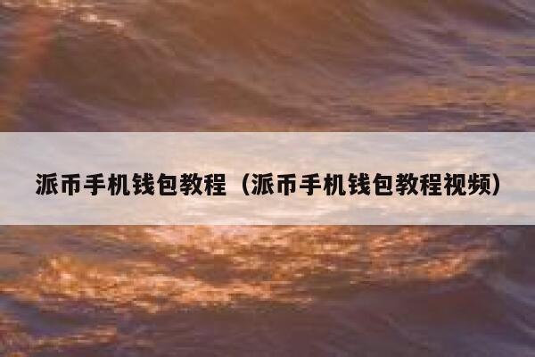 派币手机钱包教程（派币手机钱包教程视频） 第1张