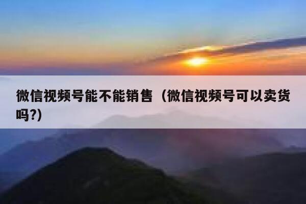 微信视频号能不能销售(微信视频号可以卖货吗?) 第1张 微信视频号能不能销售(微信视频号可以卖货吗?) 第1张