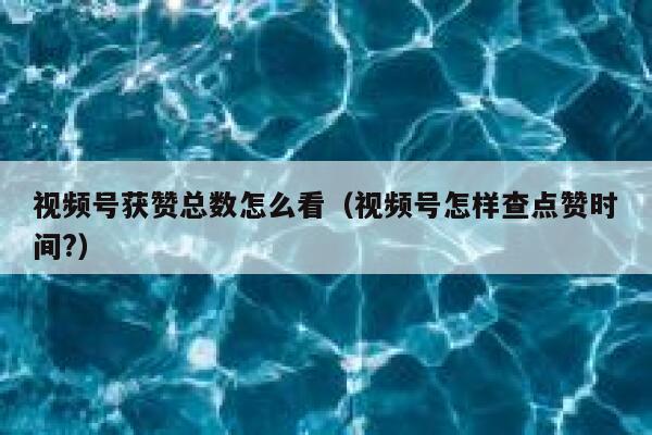 视频号获赞总数怎么看（视频号怎样查点赞时间?） 第1张