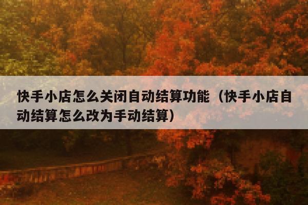 快手小店怎么关闭自动结算功能（快手小店自动结算怎么改为手动结算） 第1张