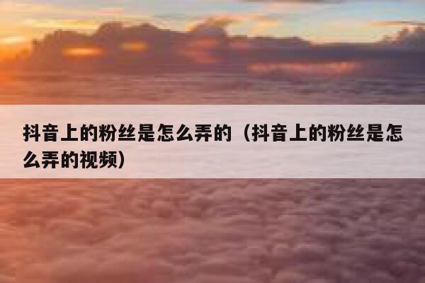 抖音上的粉丝是怎么弄的(抖音上的粉丝是怎么弄的视频) 第1张 抖音上的粉丝是怎么弄的(抖音上的粉丝是怎么弄的视频) 第1张
