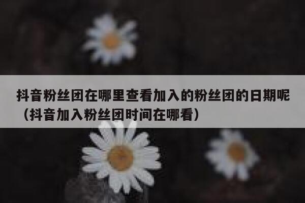 抖音粉丝团在哪里查看加入的粉丝团的日期呢(抖音加入粉丝团时间在哪看) 第1张 抖音粉丝团在哪里查看加入的粉丝团的日期呢(抖音加入粉丝团时间在哪看) 第1张