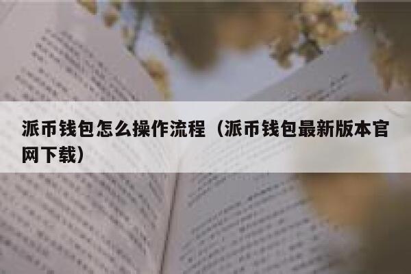 派币钱包怎么操作流程（派币钱包最新版本官网下载） 第1张