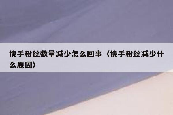 快手粉丝数量减少怎么回事（快手粉丝减少什么原因） 第1张