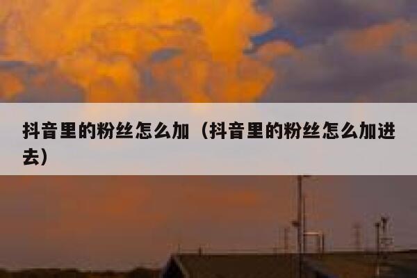 抖音里的粉丝怎么加(抖音里的粉丝怎么加进去) 第1张 抖音里的粉丝怎么加(抖音里的粉丝怎么加进去) 第1张