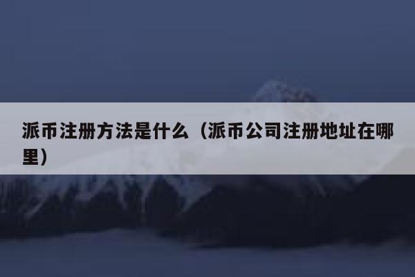派币注册方法是什么（派币公司注册地址在哪里） 第1张