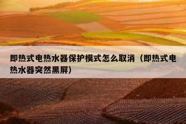 即热式电热水器保护模式怎么取消（即热式电热水器突然黑屏） 第1张