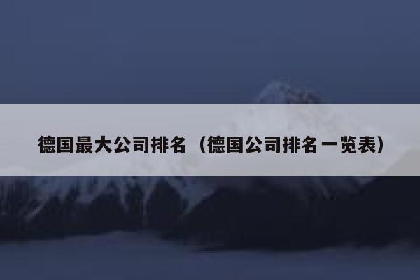 德国最大公司排名(德国公司排名一览表) 第1张 德国最大公司排名(德国公司排名一览表) 第1张