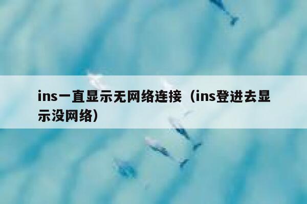 ins一直显示无网络连接(ins登进去显示没网络) 第1张 ins一直显示无网络连接(ins登进去显示没网络) 第1张
