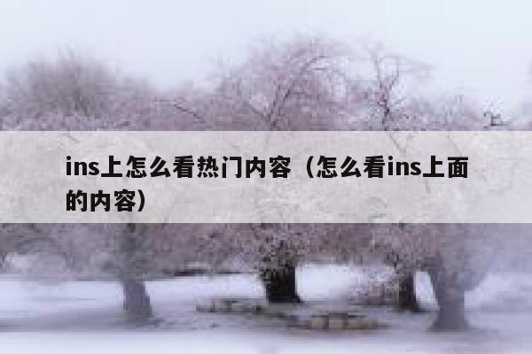 ins上怎么看热门内容（怎么看ins上面的内容） 第1张