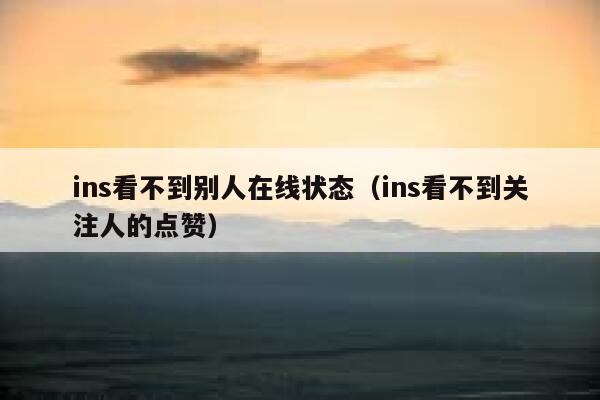 ins看不到别人在线状态(ins看不到关注人的点赞) 第1张 ins看不到别人在线状态(ins看不到关注人的点赞) 第1张