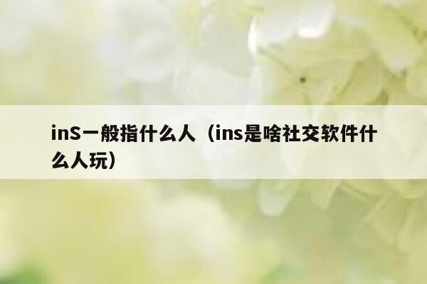 inS一般指什么人(ins是啥社交软件什么人玩) 第1张 inS一般指什么人(ins是啥社交软件什么人玩) 第1张