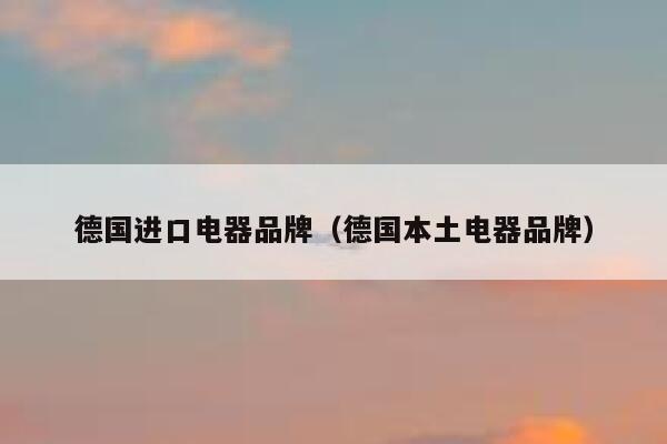 德国进口电器品牌（德国本土电器品牌） 第1张