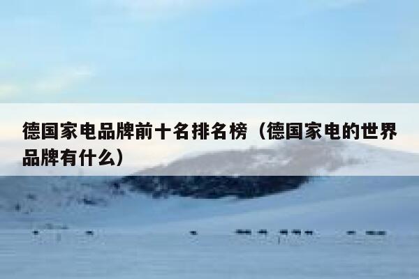 德国家电品牌前十名排名榜（德国家电的世界品牌有什么） 第1张