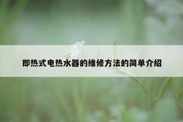即热式电热水器的维修方法的简单介绍 第1张 即热式电热水器的维修方法的简单介绍 第1张