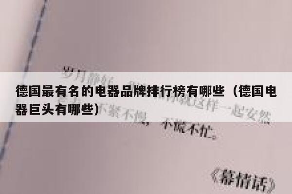 德国最有名的电器品牌排行榜有哪些(德国电器巨头有哪些) 第1张 德国最有名的电器品牌排行榜有哪些(德国电器巨头有哪些) 第1张