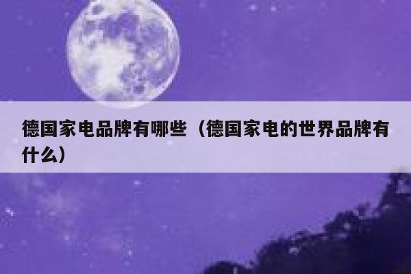 德国家电品牌有哪些（德国家电的世界品牌有什么） 第1张